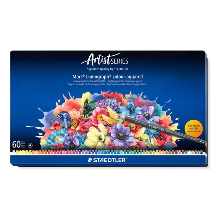 ステッドラー STAEDTLER Artist Series マルス ルモグラフ 水彩色鉛筆 60色 名入れ プロフェッショナル 水彩画 プレゼント 塗り絵 画材 なめらか