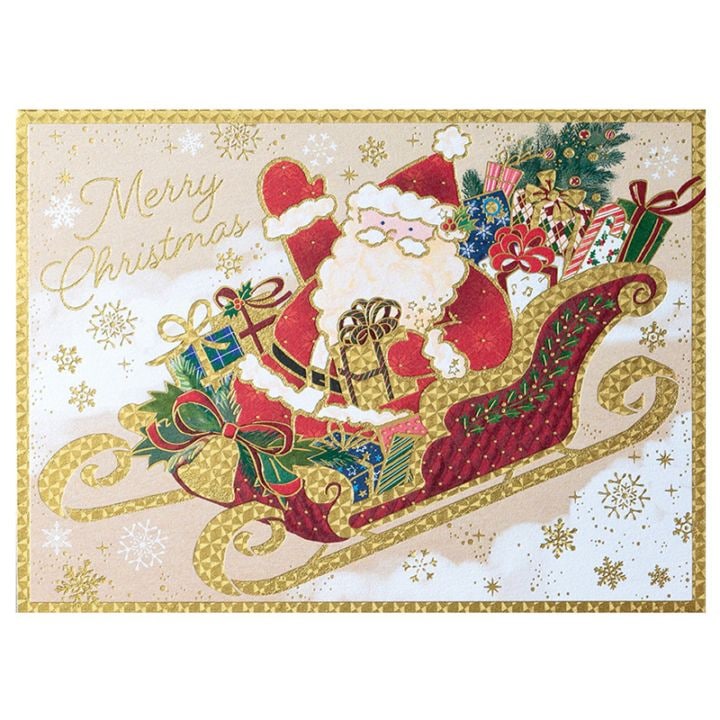 地球グリーティング 洋風 クリスマスカード 模様入り箔加工 かわいい メッセージカード