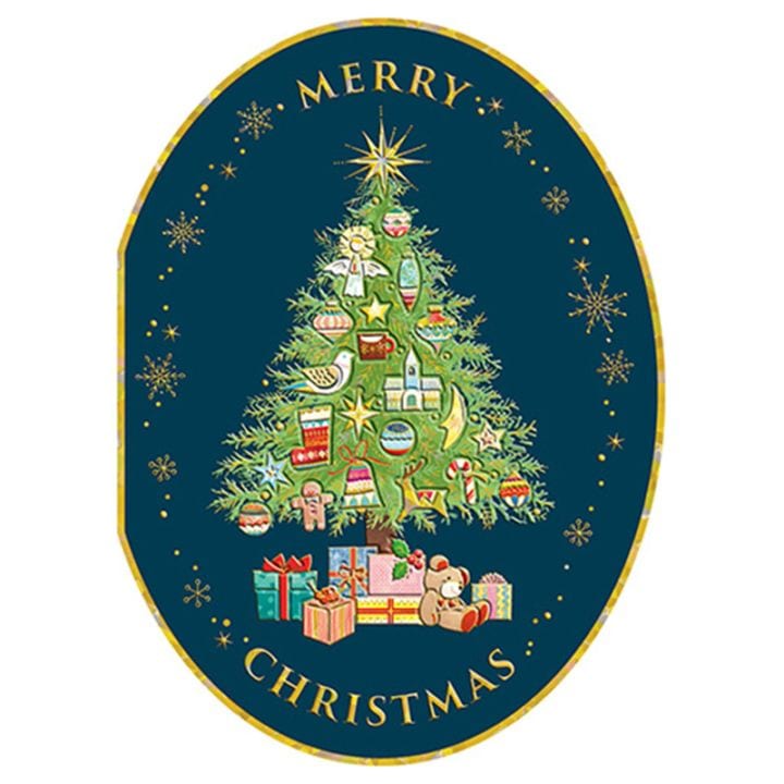 地球グリーティング 洋風 クリスマスカード 金ホログラム箔・浮き出し加工 かわいい メッセージカード