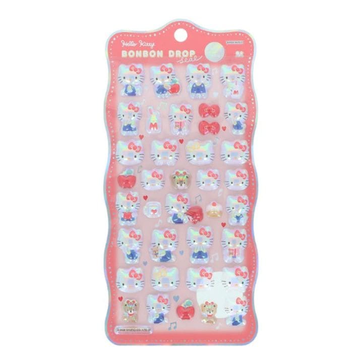 サンスター文具 ボンボンドロップシール churukira ハローキティ レッド ぷっくりシール 立体シール 3Dシール 限定 かわいい プレゼント デコレーション