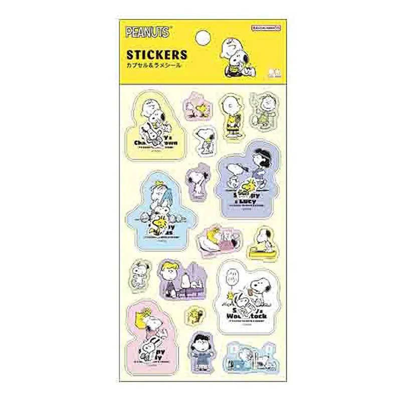 PENUTS Petit collection 5 カプセル＆ラメシール シンプル スヌーピー かわいい デコレーション レトロ 限定 サンスター文具