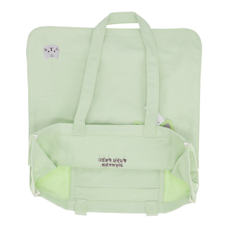 Fuku Fuku Nyanko カラフルトート グリーン 猫柄 ネコ柄 大容量 猫グッズ マチ付き かわいい プレゼント 雑貨