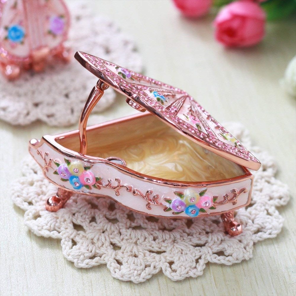 アンティークジュエリーボックス 薔薇 パール ゴールド ベロアピンク① アンティークジュエリーボックス 薔薇 パール ゴールド ベロアピンク