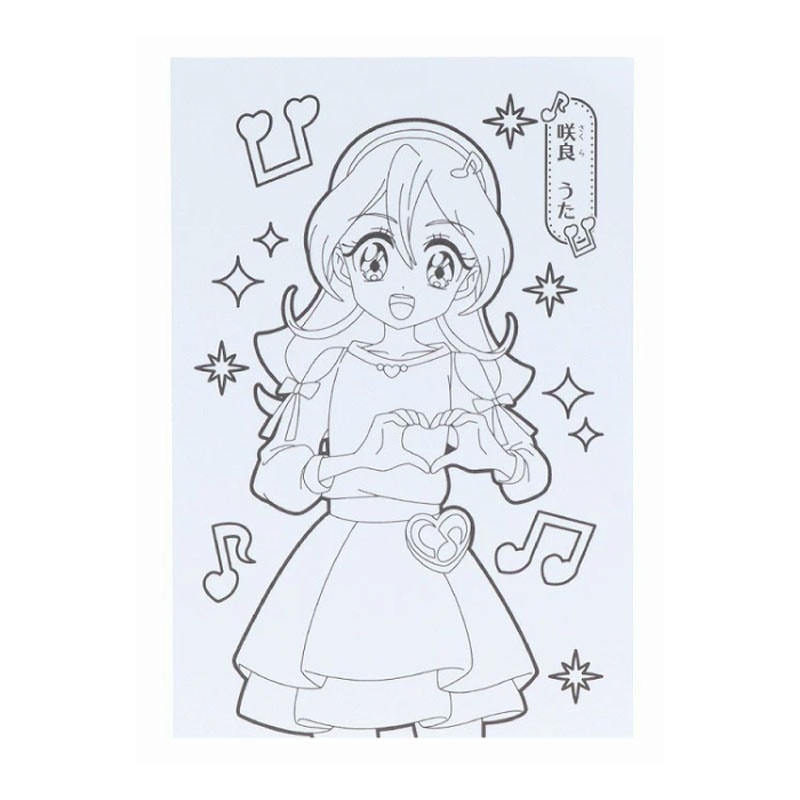 アイドルファッションぬりえ ぬりえ80年代アイドルファッション風女性イラスト - No