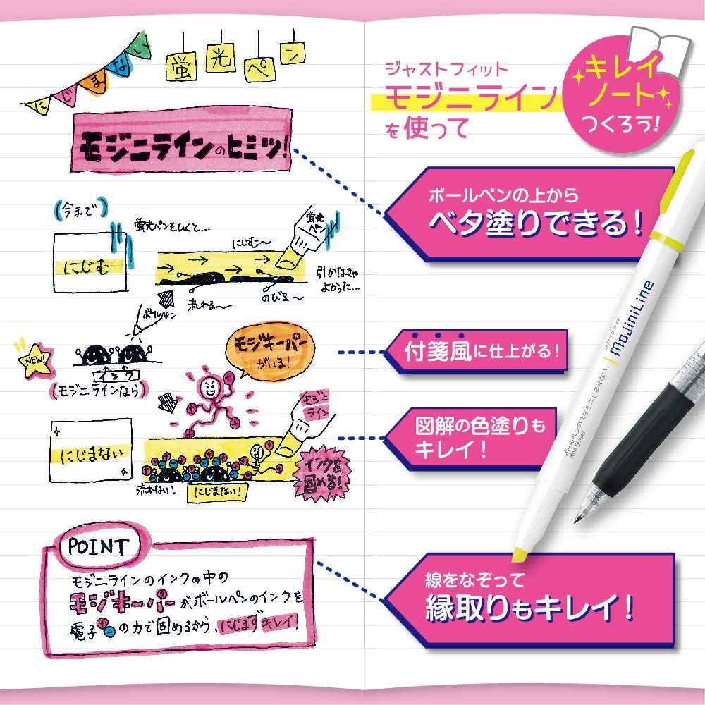 ゼブラ ジャストフィット モジニライン 蛍光ペン イオンの力で