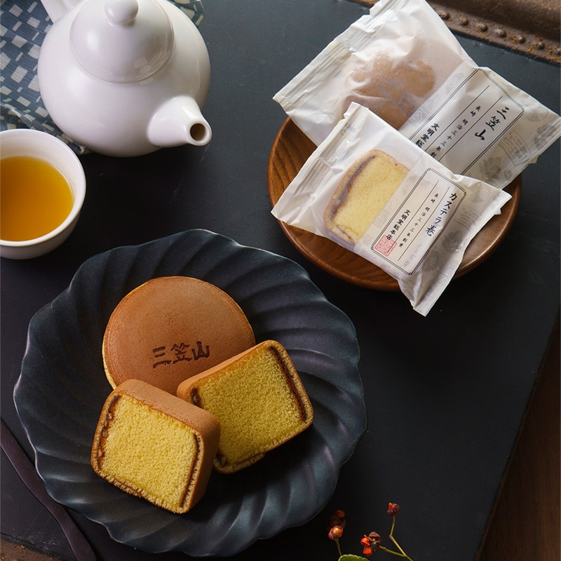 詰合せ0.5号(カステラ巻3個、三笠山2個)