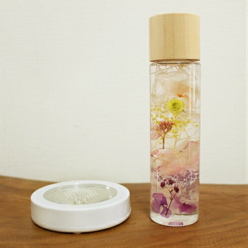 光る ハーバリウム サークルボトル 瓶入り ギフトプレゼント 水明華