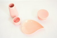 【 ペット仏具 仏具セット 】 ミニ仏具6点セット ウサギ ピンク ハート香皿 おりん(こりん)つき  おりん 花立 湯呑 供物台 ハート 香皿 ウサギ型お線香立て  仏壇 仏具 モダン仏具 供養 手