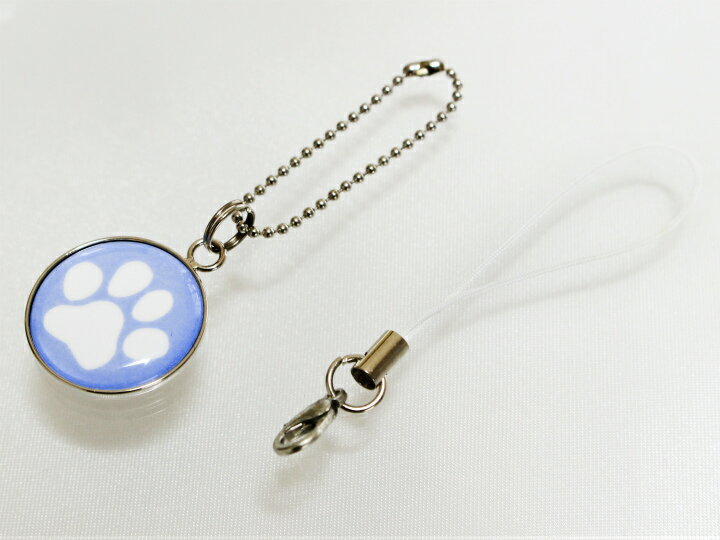 【 仏具 】骨壷カバー用 アクセサリーチャーム プレート 肉球 ブルー ストラップつき <br> 大切なあの子の 目印 として 名札 代わりに 命日 49日 彼岸 盆 供養 犬 猫 ペット供養にも<br>
