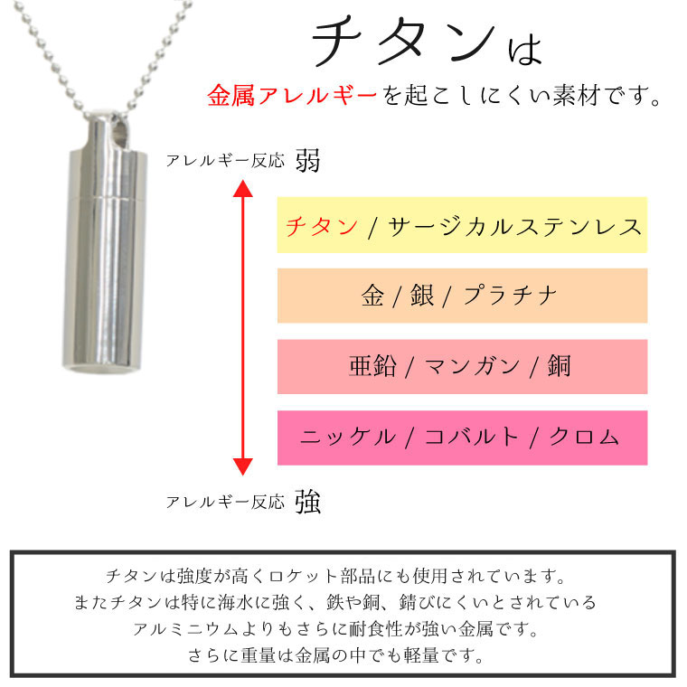 遺骨ペンダント チタン チタン 筒型 マット シルバー 直径15mm ロケットペンダント メモリアルペンダント ボールチェーン ネックレス