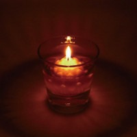 ミニ仏具 蓮の香 グラスセット 水に浮かぶろうそく スイレンの香り