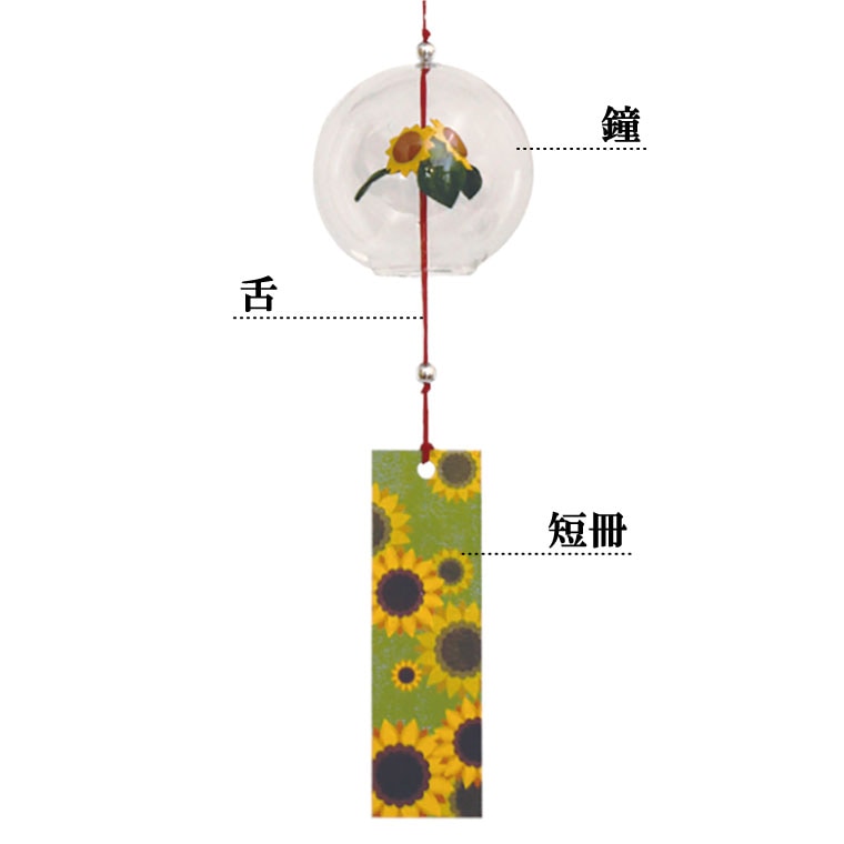 風鈴 ウィンドベル ガラス製 ひまわり