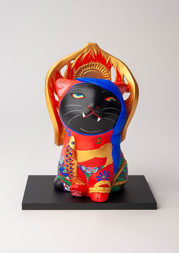 【希少品】エサシトモコ チビデカクン 猫阿修羅 陶土 仏ニャン 仏像】チビデカクン 猫阿修羅 エサシトモコ作 | 日本の作家