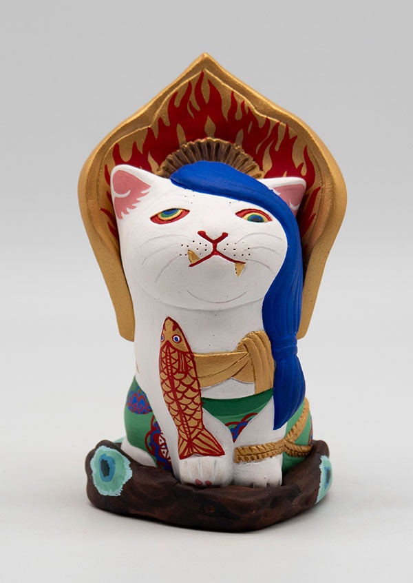 仏像】コネコッチ 不動明猫 岩座付き 白 エサシトモコ作 | 仏像