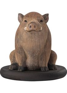 【12月末発送予定】幸せを授ける十二支木彫りコレクション 亥（いのしし）