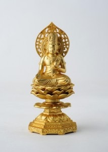虚空蔵菩薩 - 合金製　純金メッキ仕上げ　総高15cm　高岡銅器|高岡銅器の仏像|日本の手技