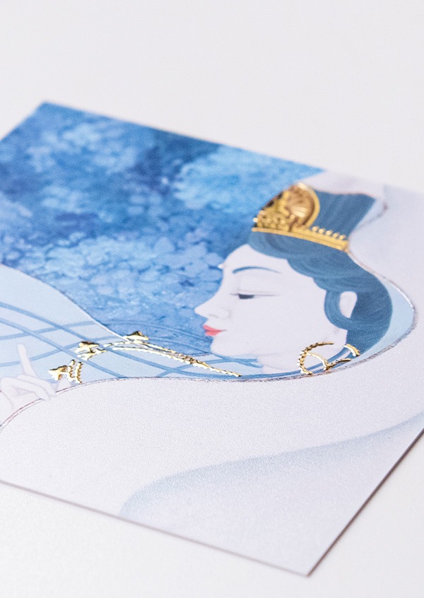 仏像】紫陽花結び（6月） ミニ箔アート版画 木綿花作 | ミニ箔アート