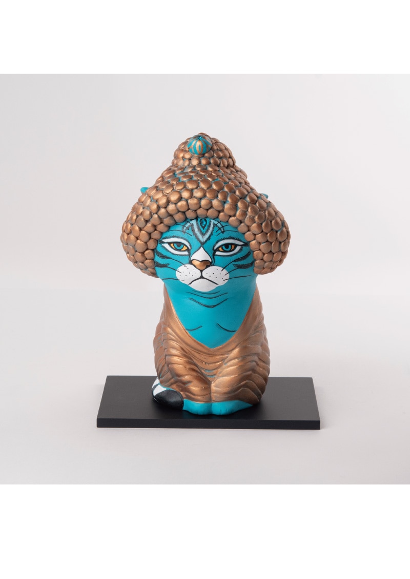 仏像】カオデカクン 五劫思惟阿弥陀仏猫 ブロンズ仕上げ エサシトモコ