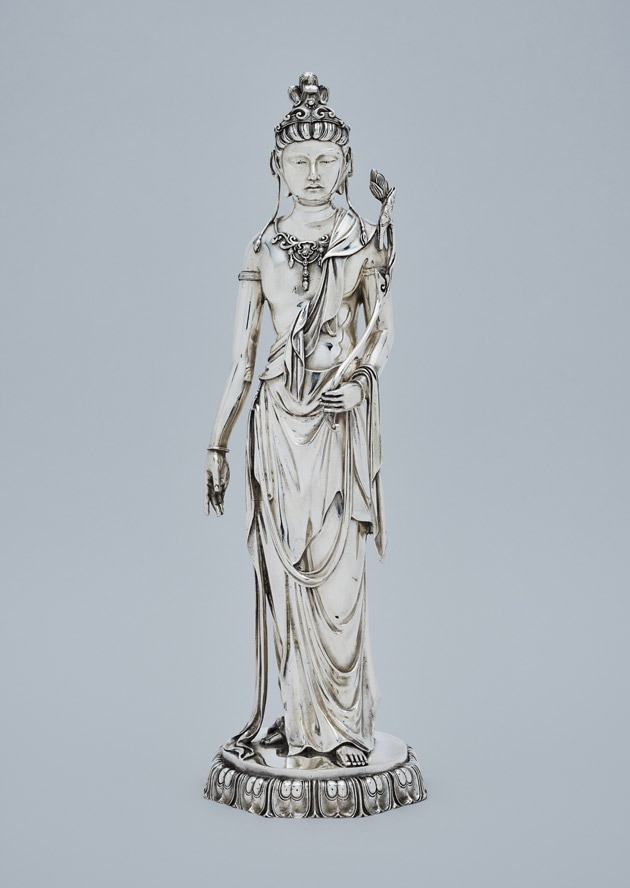 高村光雲原型 聖観音像 高村豊周作 銀製