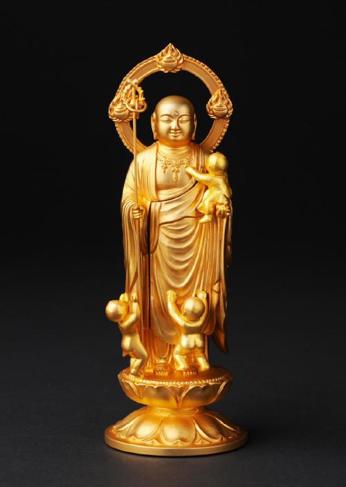 仏像】新子安地蔵菩薩 - 総高15cm 純金メッキ仕上げ 高岡銅器 | 日本の