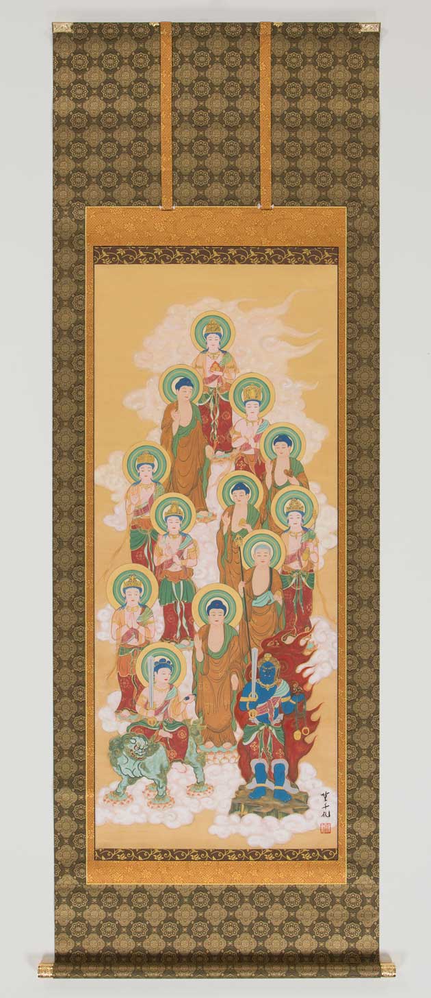 13仏画　掛け軸 仏事用掛軸-真言十三佛/浮田秋水(尺三)床の間 掛け軸 モダン