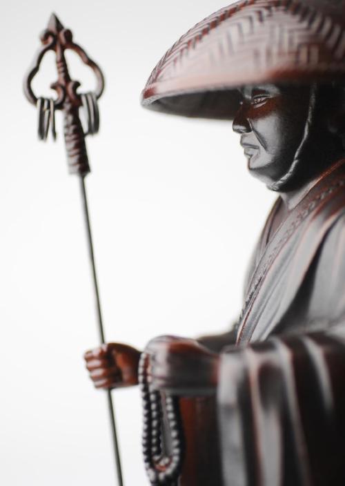 仏像】弘法大師（空海） - 総高24cm 茶彩色 高岡銅器 | 日本の