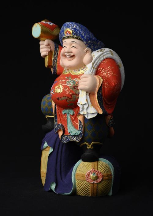 仏像 大黒天 極彩色絵系 法事 仏事 仏様 ご本尊様 青銅製 18cm