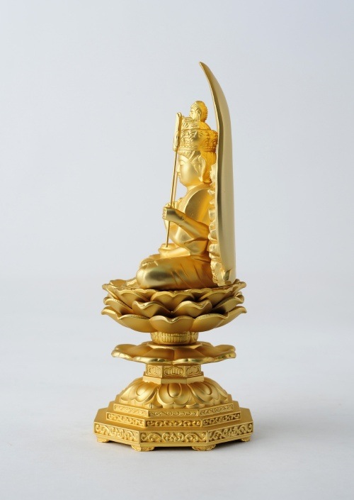 仏像】千手観音 - 合金製 純金メッキ仕上げ 総高15.5cm 高岡銅器