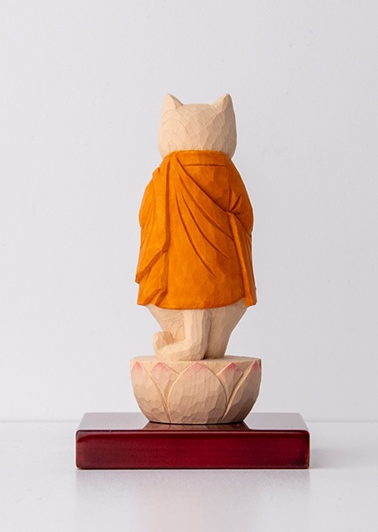 仏像】木彫りの立薬師猫 袈裟を着た猫仏さま | 猫仏 | | 仏像ワールド