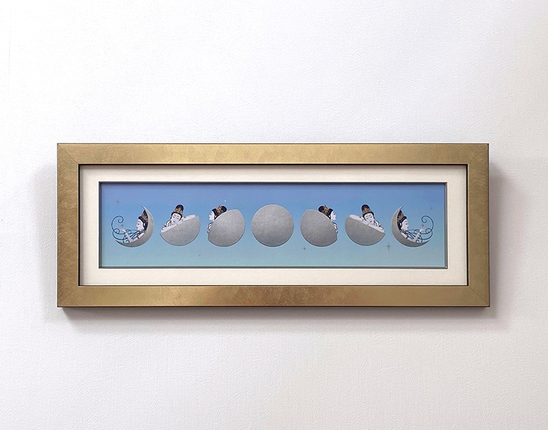 現代アート「満月と月見草」（未来絵画） Amazon.co.jp: 吉井蘭月 月見うさぎ F4号 高精彩工芸画 手彩補色 複製