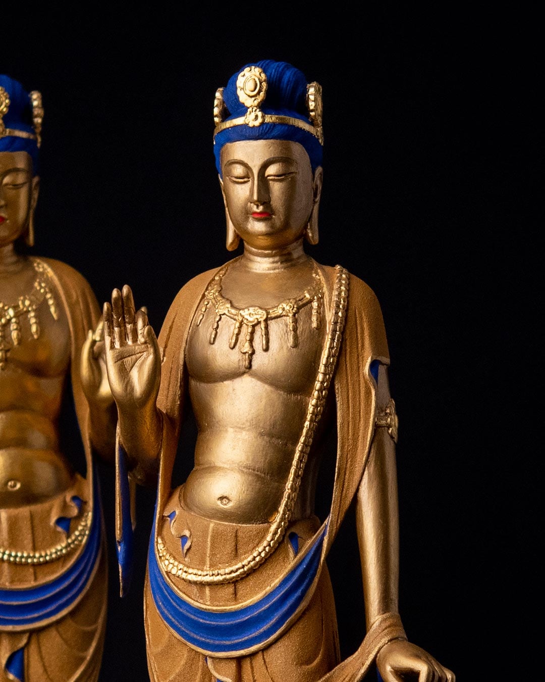 仏像】日光菩薩・月光菩薩 瑠璃光金彩仕上げ 篁千礼彩色 | 日本の手技