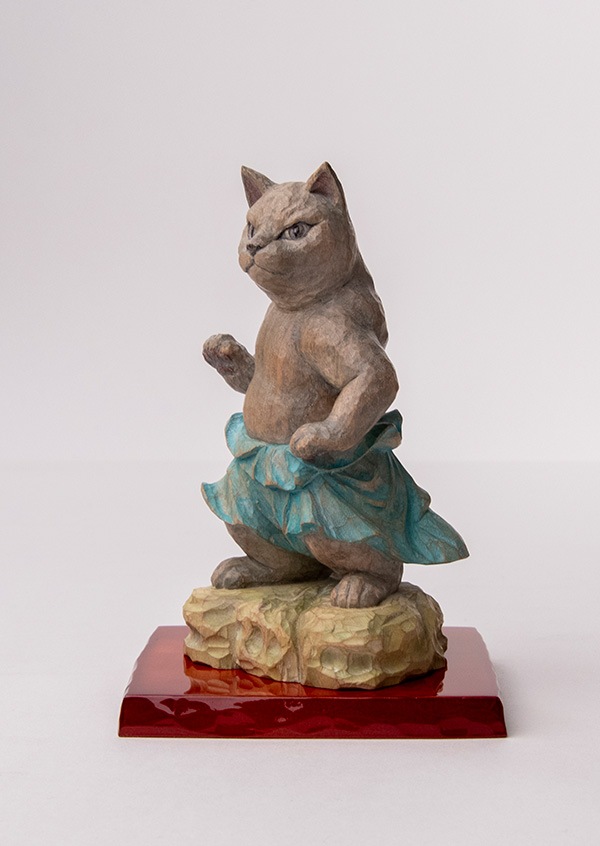 Amazon.co.jp: 猫の置物 仏像 金剛力士像 陶器 高さ約14cm 横約