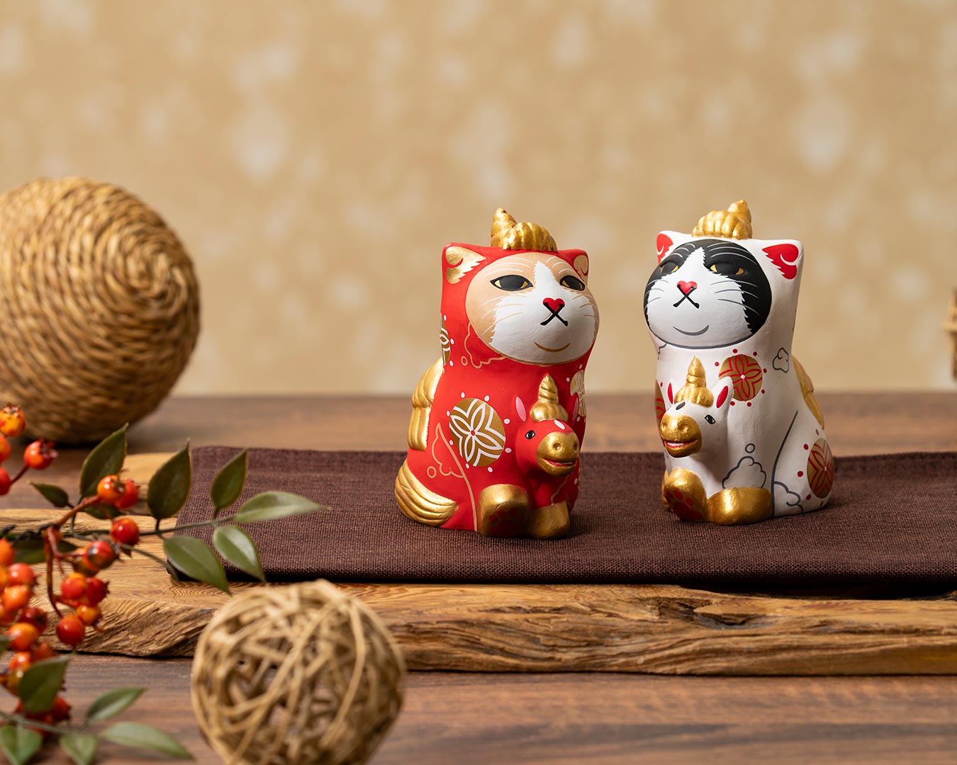 仏像】みんなのカオデカクン「天馬猫」（紅白セット） | 開運・縁起物
