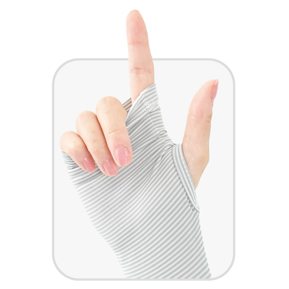 UV-3743 フィットスタイル 指なしボーダー柄ロング手袋