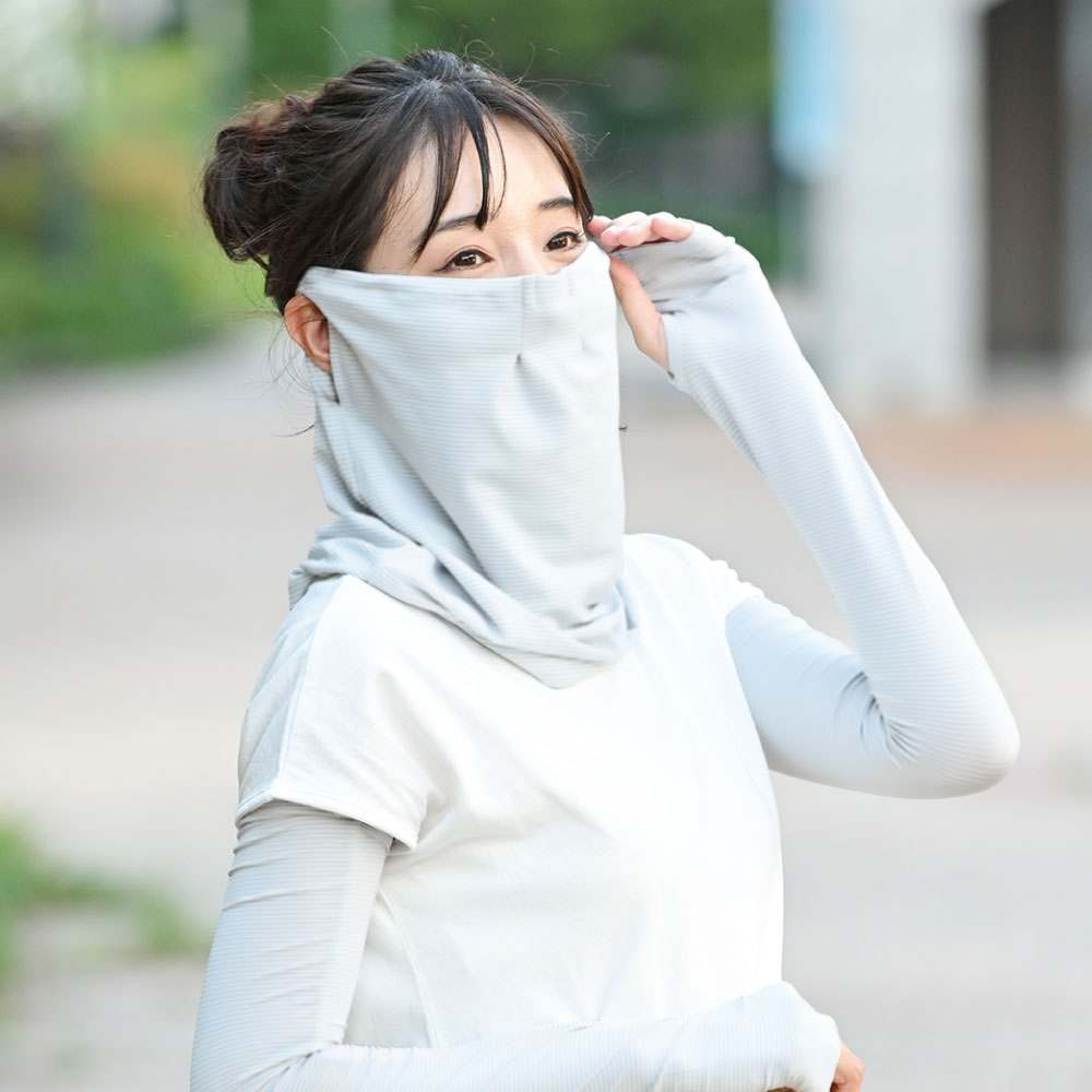 UV-3996 フィットスタイル フェイスカバー メッシュ付 ボーダー柄