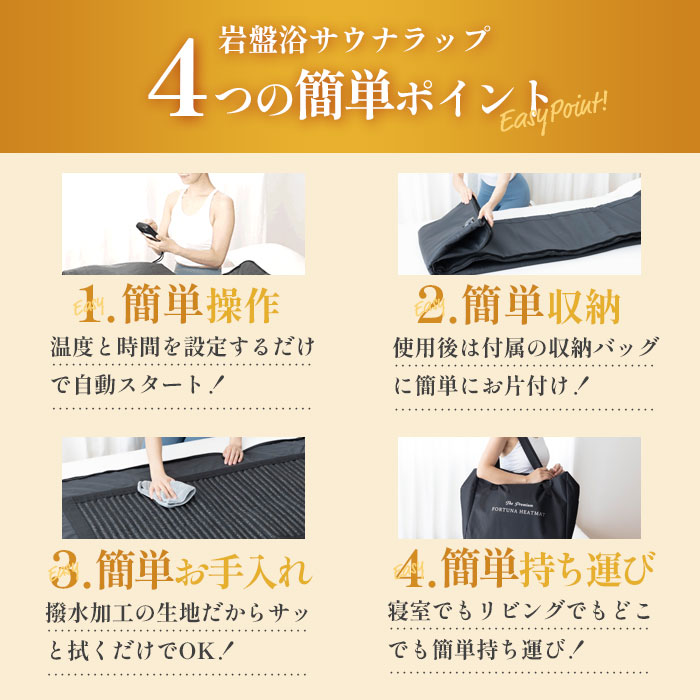 岩盤浴サウナラップ The premium FORTUNA HEATMAT -家庭で手軽に岩盤浴