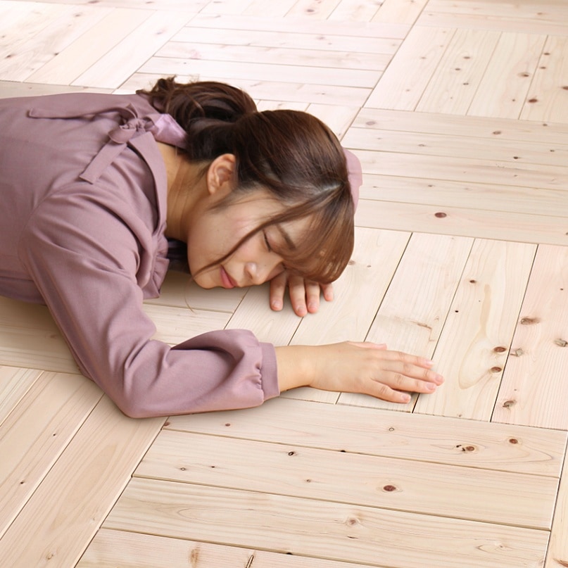 節あり/2畳用（1ケース）】床DIYフローリング、敷くだけ簡単!ひのき