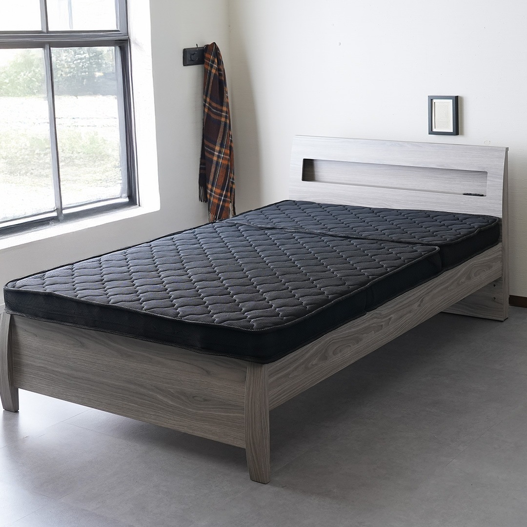 セミダブル】厚み10cm 三つ折りポケットコイルマットレス｜ベッド