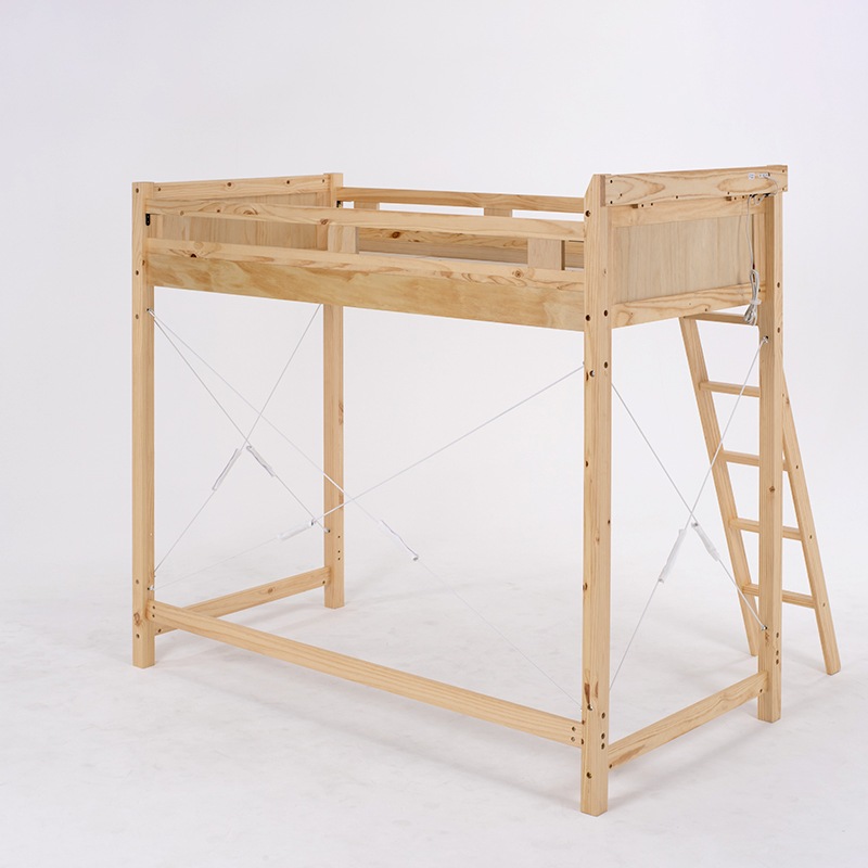 木製ロフトベッド 高さ180cm シングル 186cm】高さ186×ベッド下140cm 天然木 ロフトベッド ハシゴ