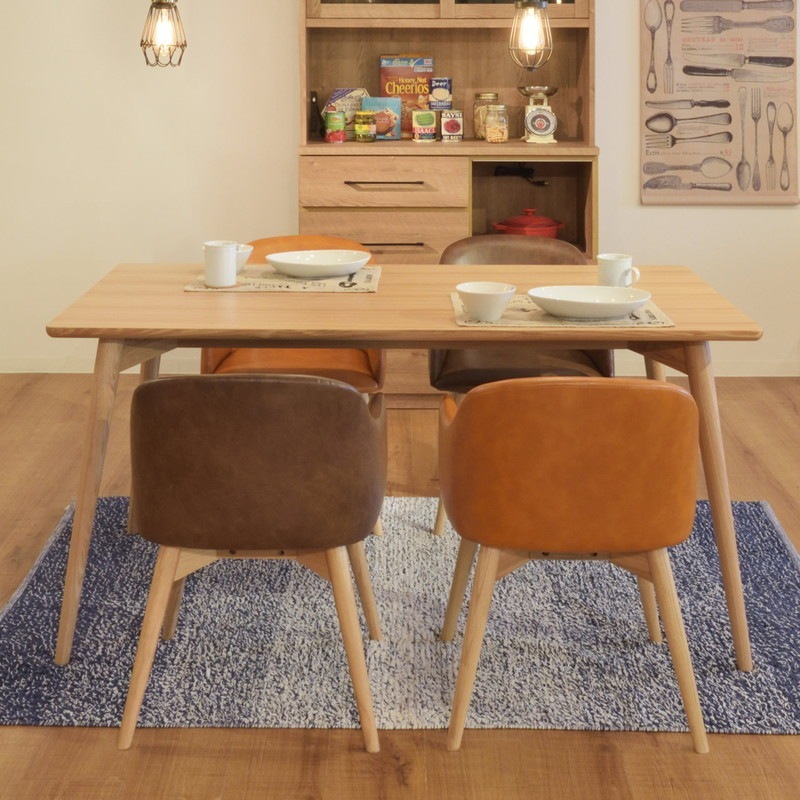 ナチュラル脚/レザー調】北欧風 天然木 ダイニングチェア / カラメリ