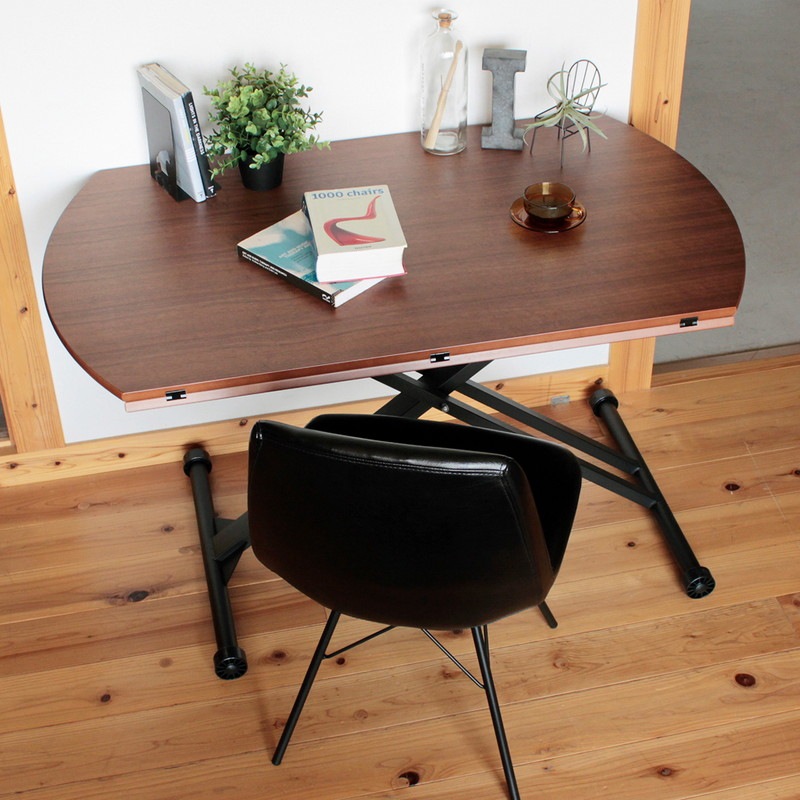 【送料無料】無段階ガス圧昇降テーブル レバータイプ 机 木目調 送料無料】無段階ガス圧昇降テーブル レバータイプ 机 木目調