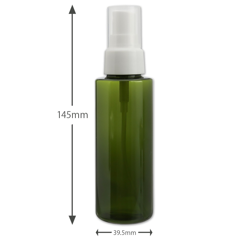 プラスチック製スプレーボトル（グリーン）　100ml【 手作り化粧品 コスメ スプレー ハンドスプレー マスクスプレー ハンドメイド 化粧水 ローションボトル グリーン 緑色 スプレー容器 ミスト 】