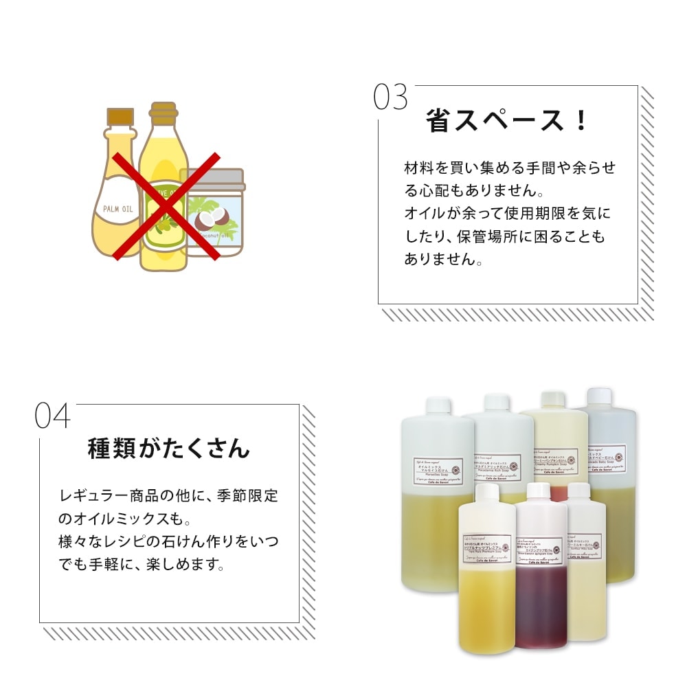 【予約販売 2/17以降出荷】【計量不要】カフェ・ド・サボンオリジナル 贅沢Ｗバターのリペア石けんオイルミックス 手作り石けんレシピ付き