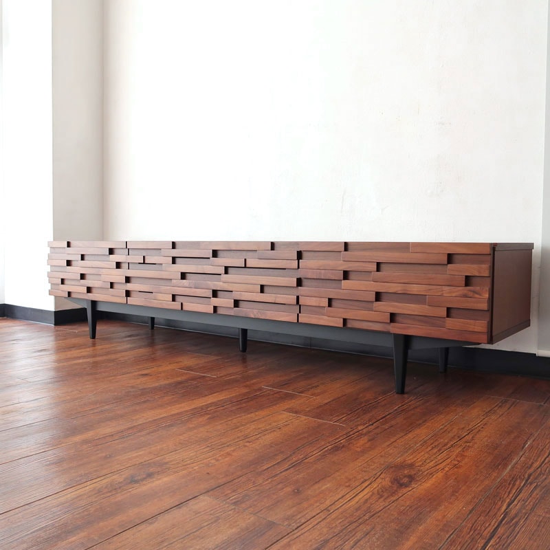 【開梱設置】モザイクウッド テレビ台 幅160cm 190cm 完成品 テレビボード テレビラック TV台 TVラック ローボード ロータイプ ブロック ウッドタイル 160 190 ウォールナット オーク 無垢