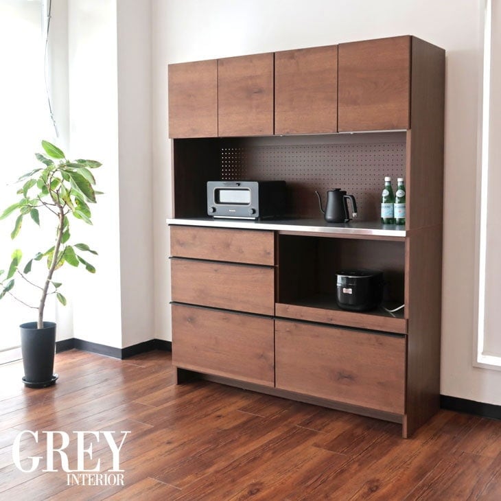 幅140cm ダイニングボード 食器棚 高さ低め 高さ180cm 高級 頑丈