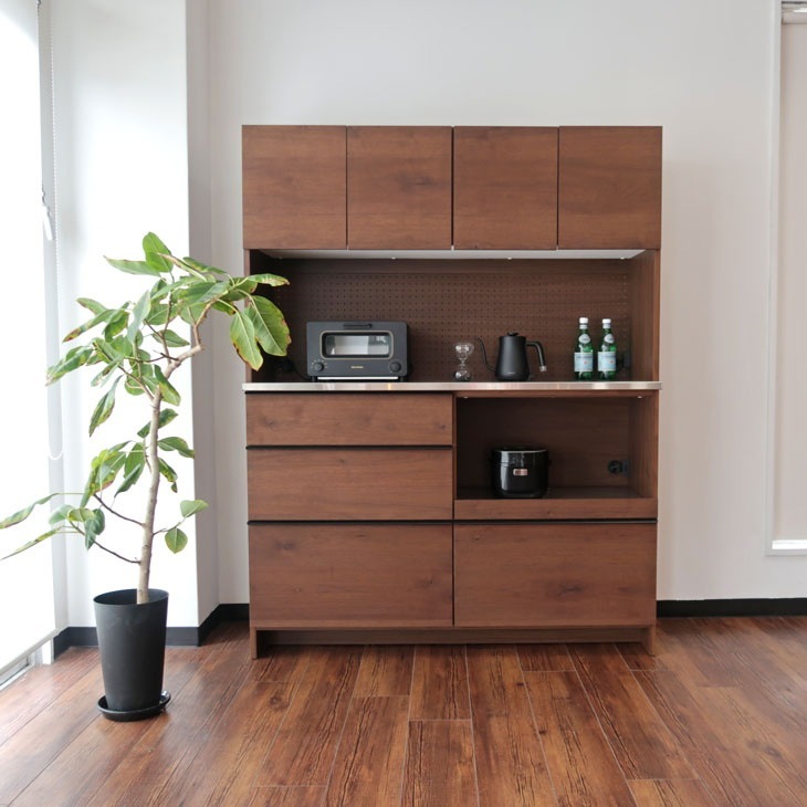 幅140cm ダイニングボード 食器棚 高さ低め 高さ180cm 高級 頑丈 丈夫