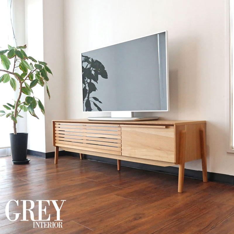 【送料無料・開梱設置】オーク無垢材 テレビ台 幅165cm｜シンプルナチュラルデザイン ローボード 完成品