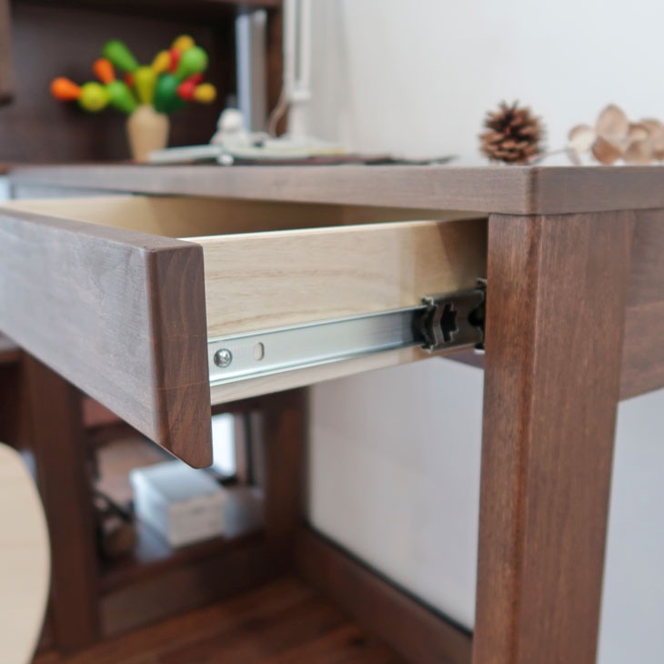 学習机2点セット 【机 学習机 学習デスク コンパクト幅90cm 無垢 国産 天然 木製 ラック付き マンション アパート 新学期 大人 子供 学生 リビング ウォールナット カラー ナチュラル】