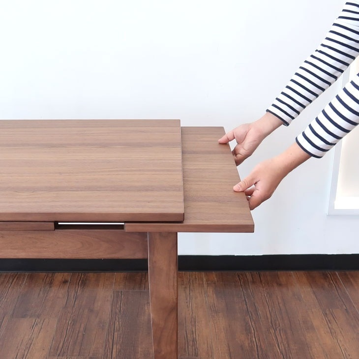 【伸長式】ダイニングテーブル 幅80〜130cm ウォールナット材 2人掛け コンパクト ナチュラル シンプル 高級 天然木