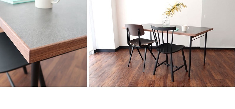 ダイニングテーブル 150 × 80 4人掛け 単品 長方形 4人掛 テーブル ダイニング ダイニングテーブル 150cm 4人 4人用 スチール 脚 石目調 コンクリート調 ウォールナット 食卓 食卓用 モダン おしゃれ グレイインテリア